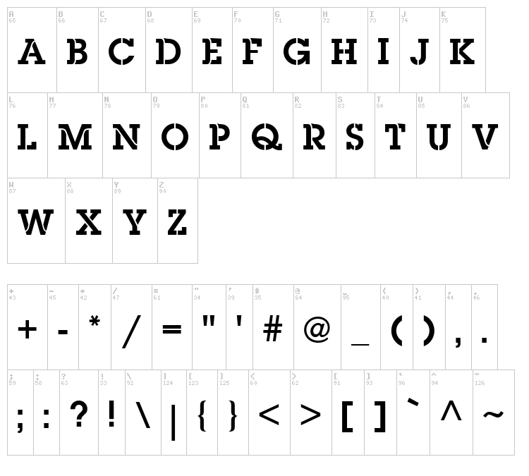 Pack'In font map